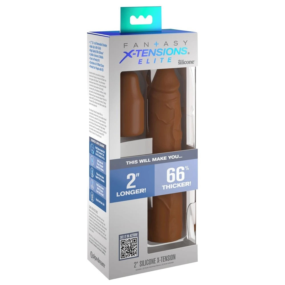 Pipedream Fantasy X-Tensions Elite 2'' Silicone Penis Sleeve Brown