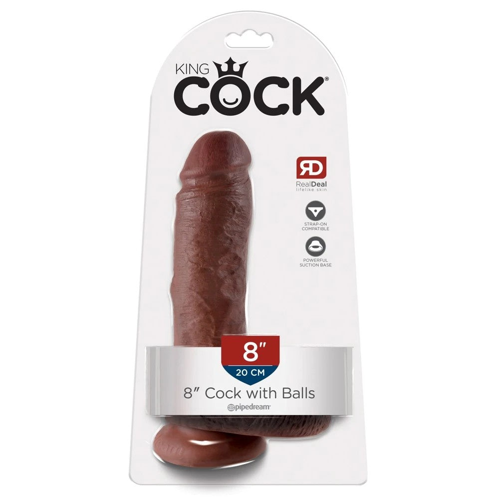 Pipedream King Cock 8 Inch Cock With Balls Realistik Penis Brown