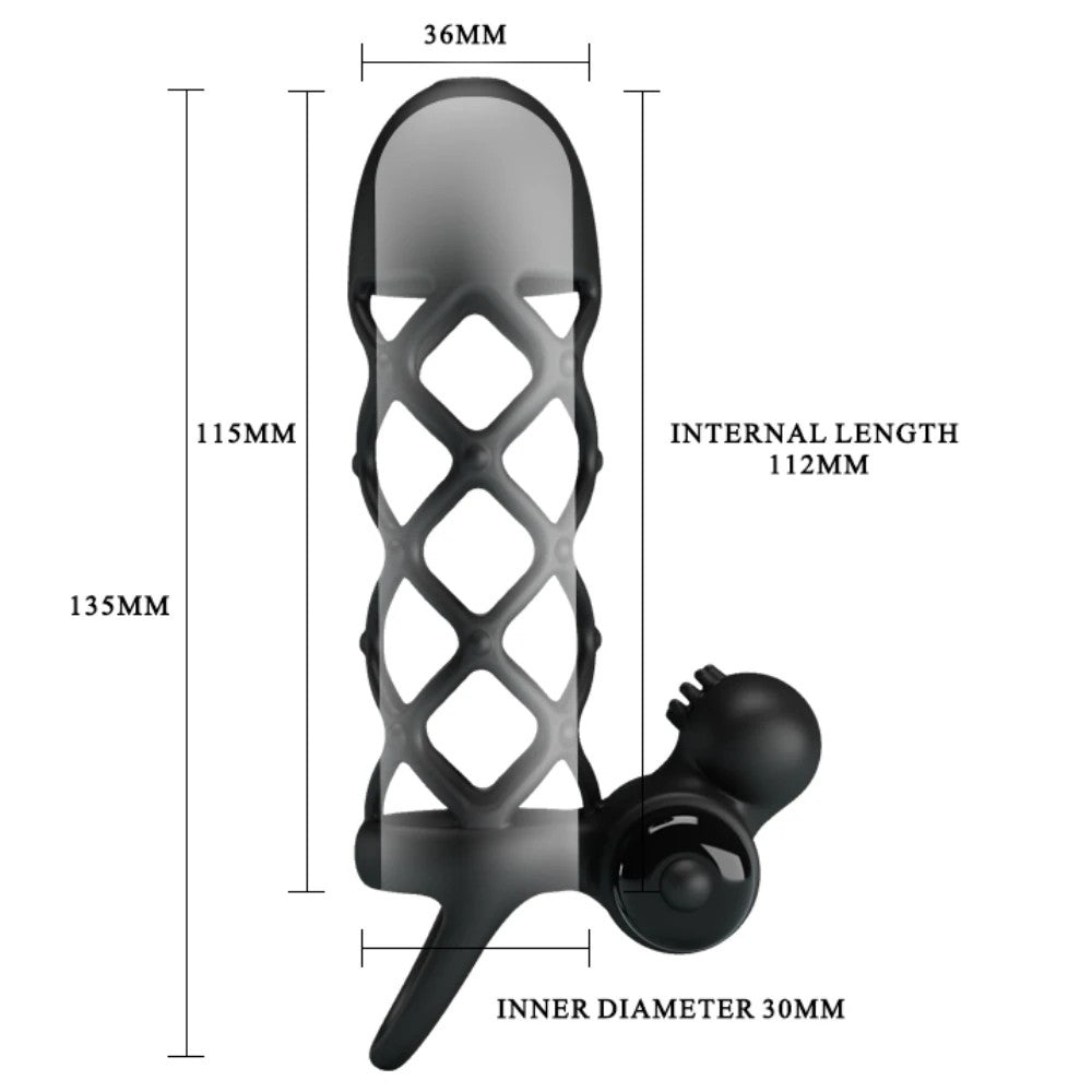 Pretty Love Penis Sleeve I Klitoris Uyarıcılı 10 Mod Penis Kılıfı BI-026236