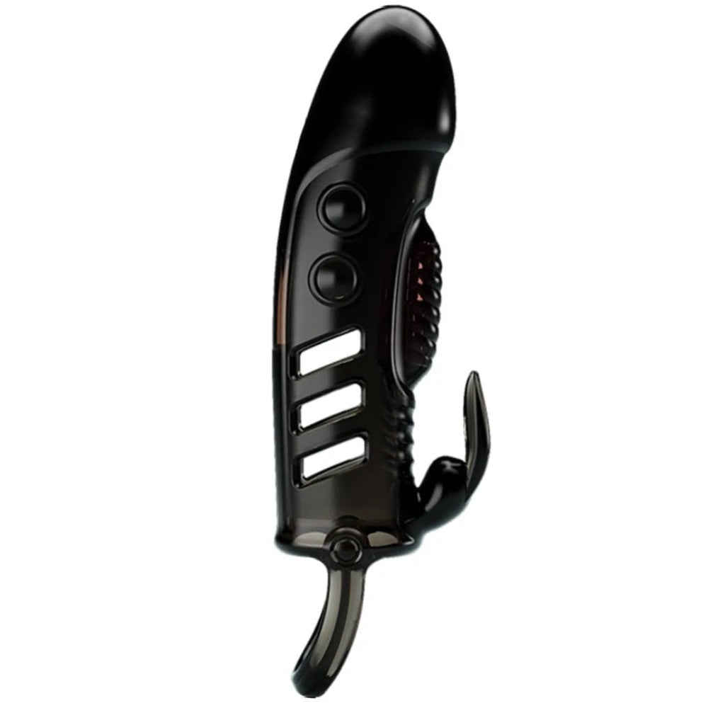 Pretty Love Sloane Penis Sleeve Klitoris Uyarıcılı Titreşimli Penis Kılıfı BI-026243 Black