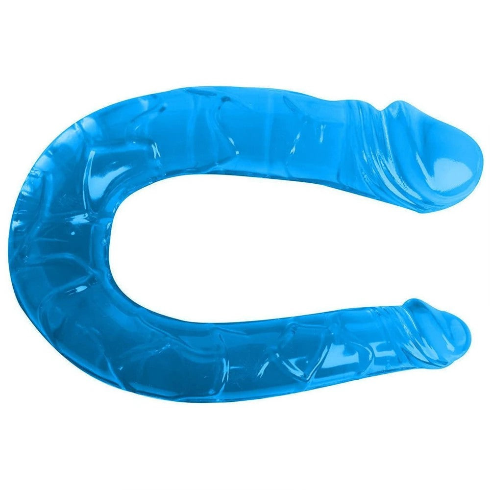 Double Dong Jelly Dildo 30 cm Çift Taraflı Jel Penis Blue