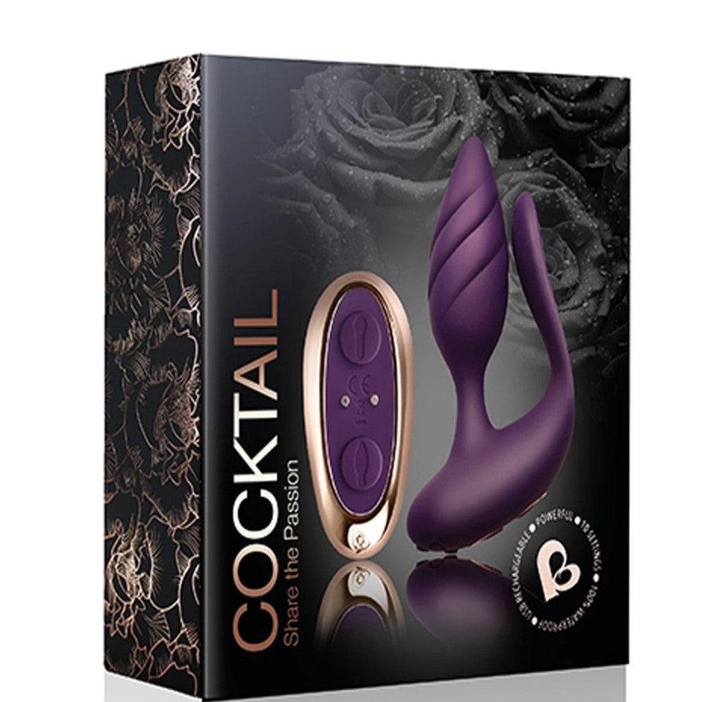 Rocks-Off Cocktail Dual Motored Çiftlere Özel Uzaktan Kumanda Vibratör Purple