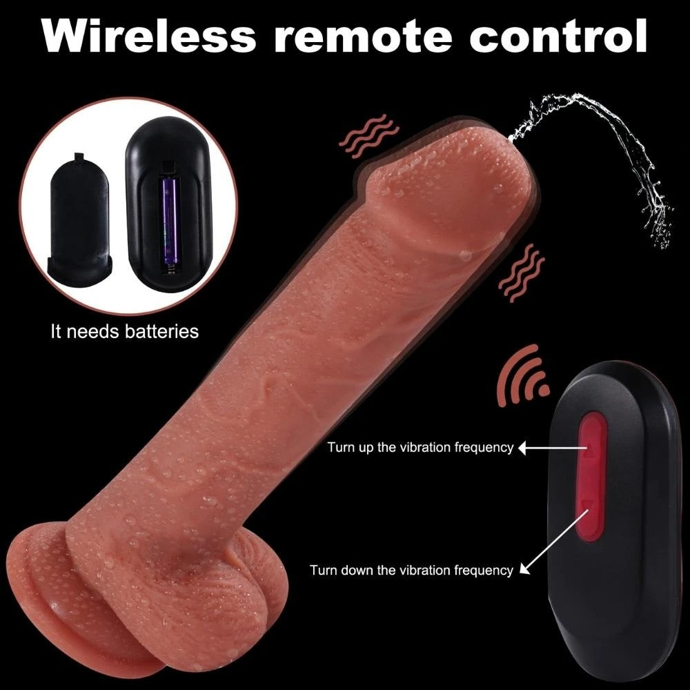 Shequ Dave Vibrating Dildo 21.5 Cm Boşalabilir Realistik Penis SQ-WBD10142-V