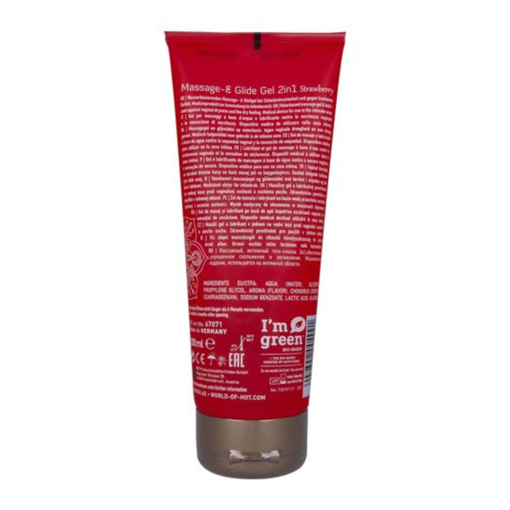 Hot Shiatsu Massage & Glide Gel 2in1 Strawberry Masaj ve Kayganlaştırıcı Jel 200 ml.