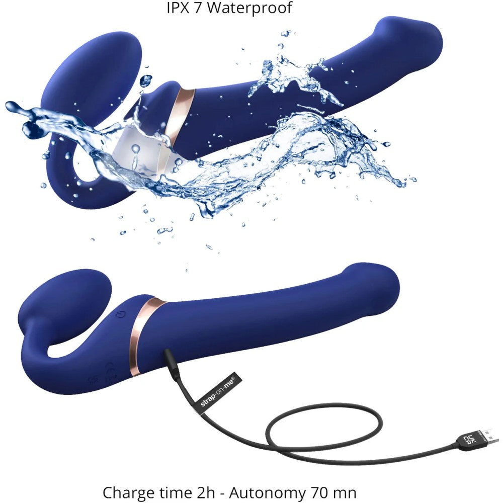 Strap-On Me Multi Orgasm Strapless Strapon 3 Motor Vibratör Medium Blue