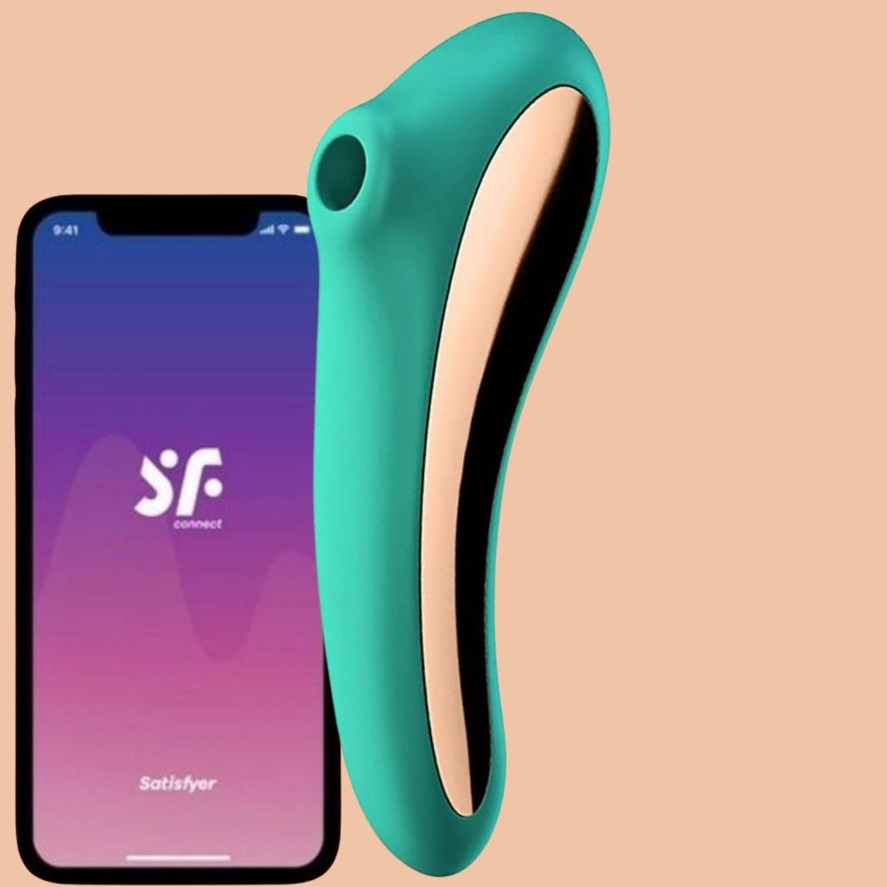 Satisfyer Dual Kiss Telefon Kontrollü Emiş Güçlü Vibratör Green