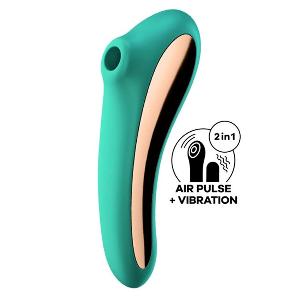 Satisfyer Dual Kiss Telefon Kontrollü Emiş Güçlü Vibratör Green