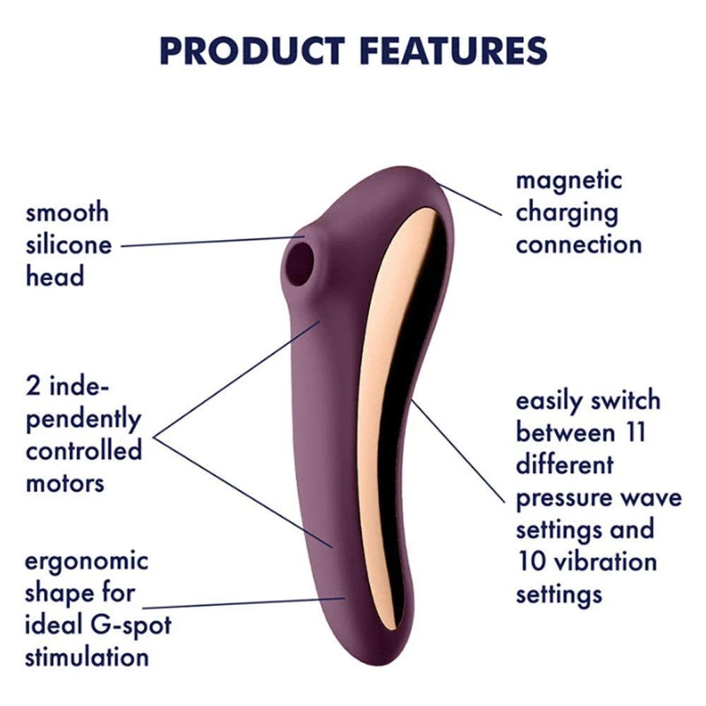 Satisfyer Dual Kiss Telefon Kontrollü Emiş Güçlü Vibratör Purple