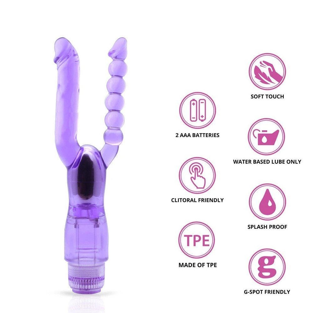 Seven Creations Xcel Double Trouble Çift Penetrasyon Vibratör Purple