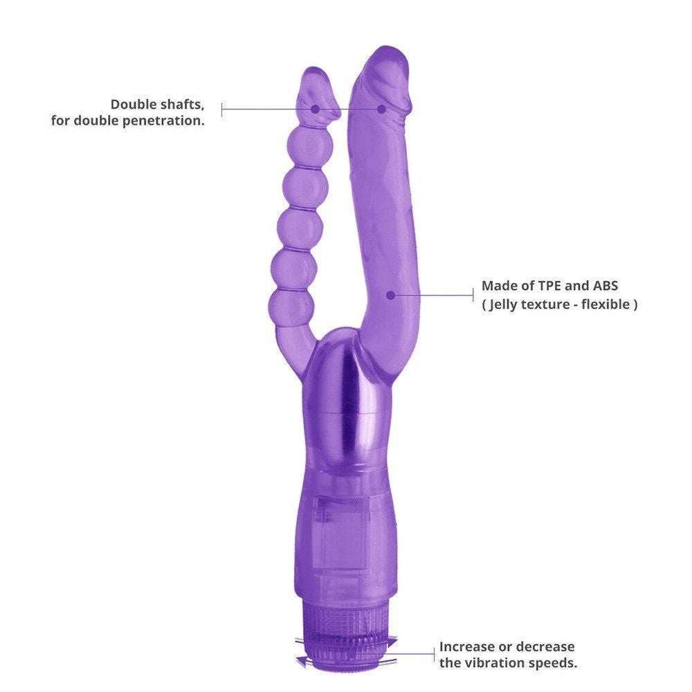 Seven Creations Xcel Double Trouble Çift Penetrasyon Vibratör Purple
