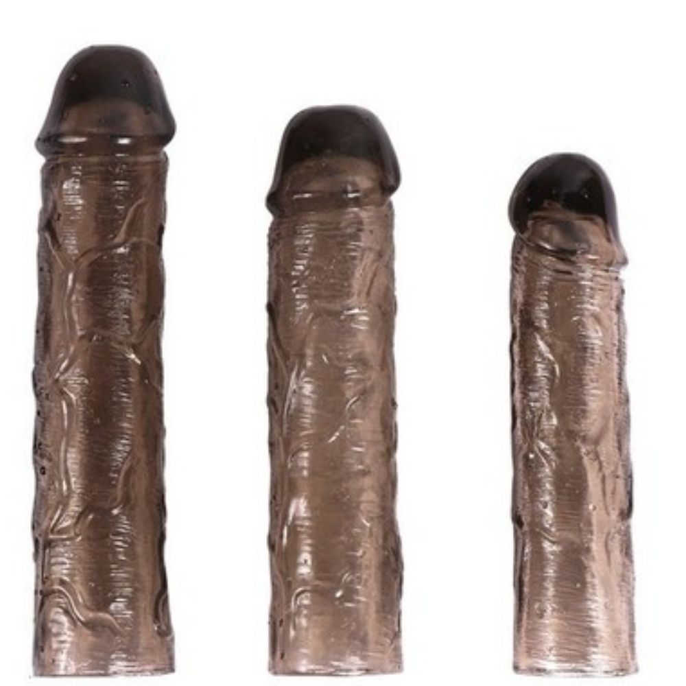 Shequ Penis Extender Enlarger Sleeves 3 Boy Set Black