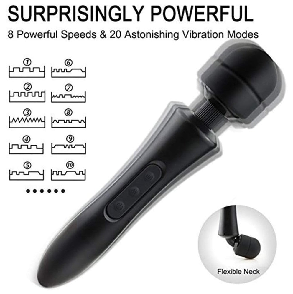 Power Massager Magic Wand Masaj Aleti Vibrator Black