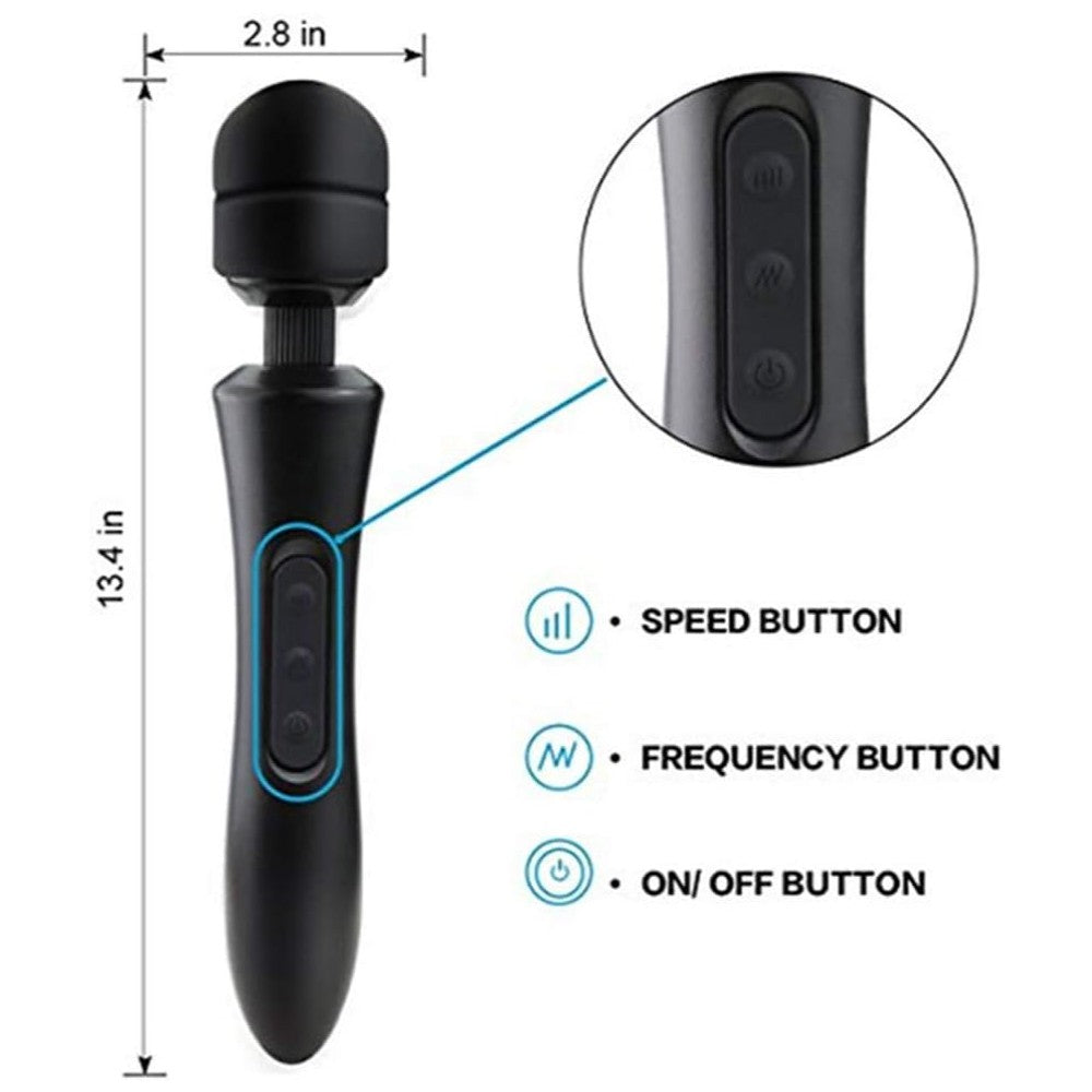Power Massager Magic Wand Masaj Aleti Vibrator Black
