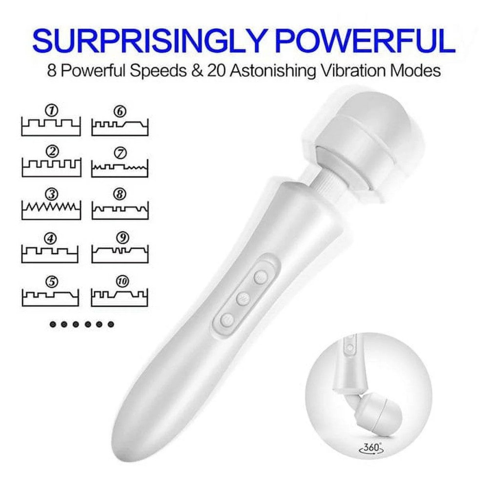 Power Massager Magic Wand Masaj Aleti Vibrator White