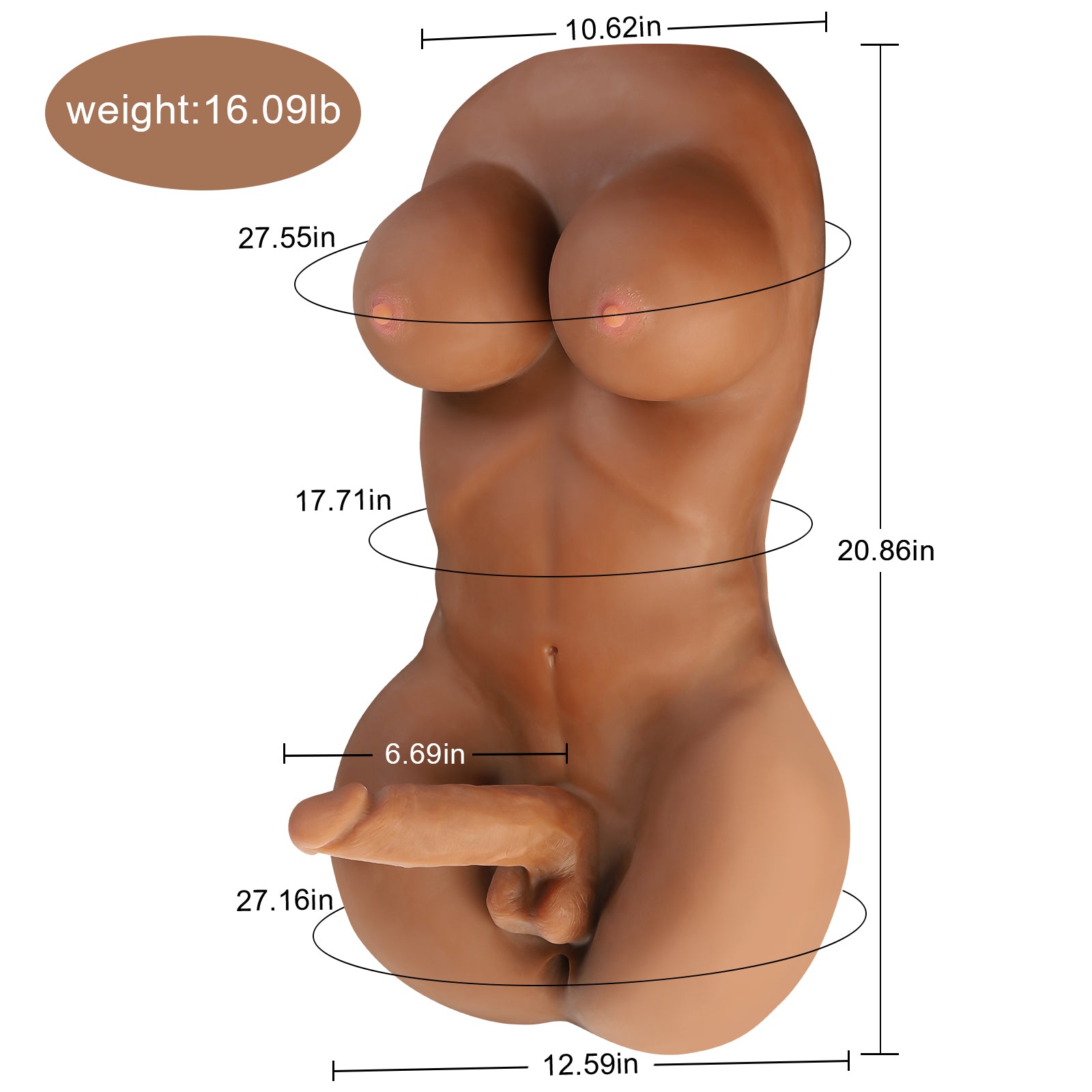 Xise Nalada Penisli ve Göğüslü Ladyboy Masturbator XS-MA30010 Flesh