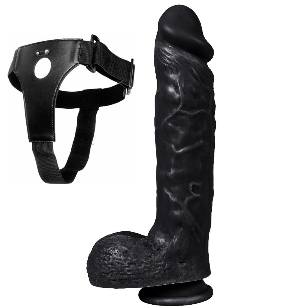 Dildo Series Spartacus 24 Cm Belden Bağlamalı Realistik Dev Penis XS-WBC10003 Black
