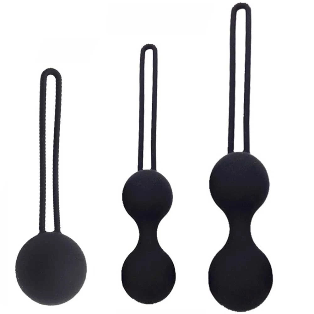 Benwa Ball Medikal Silikon Metal Jiggle Kegel Top Set Siyah