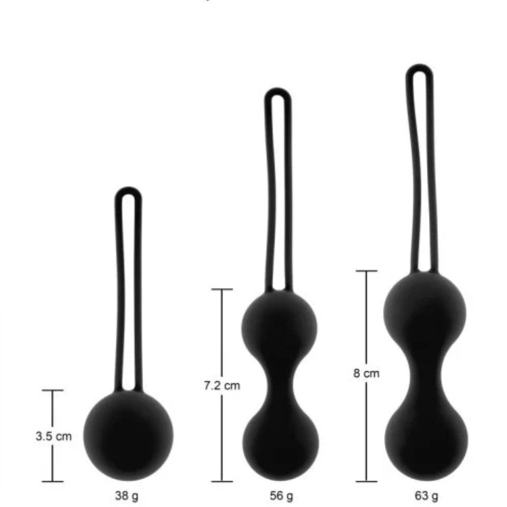 Benwa Ball Medikal Silikon Metal Jiggle Kegel Top Set Siyah