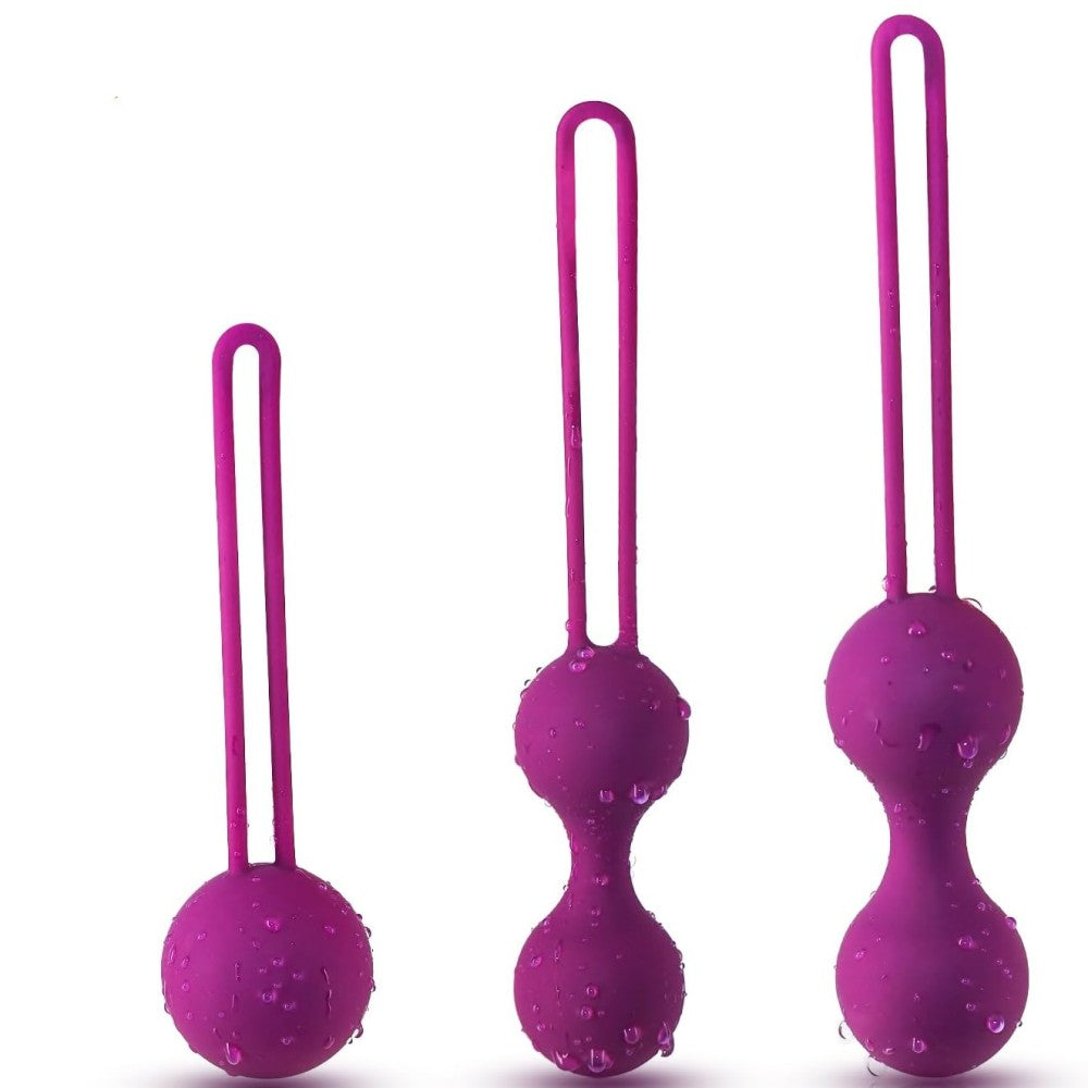 Benwa Ball Medikal Silikon Metal Jiggle Kegel Top Set Dark Purple