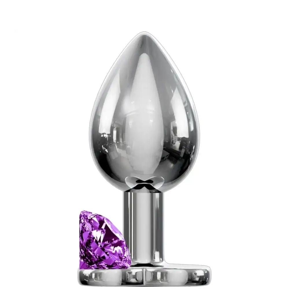 Jewellery Silver Metal Anal Plug Small Purple