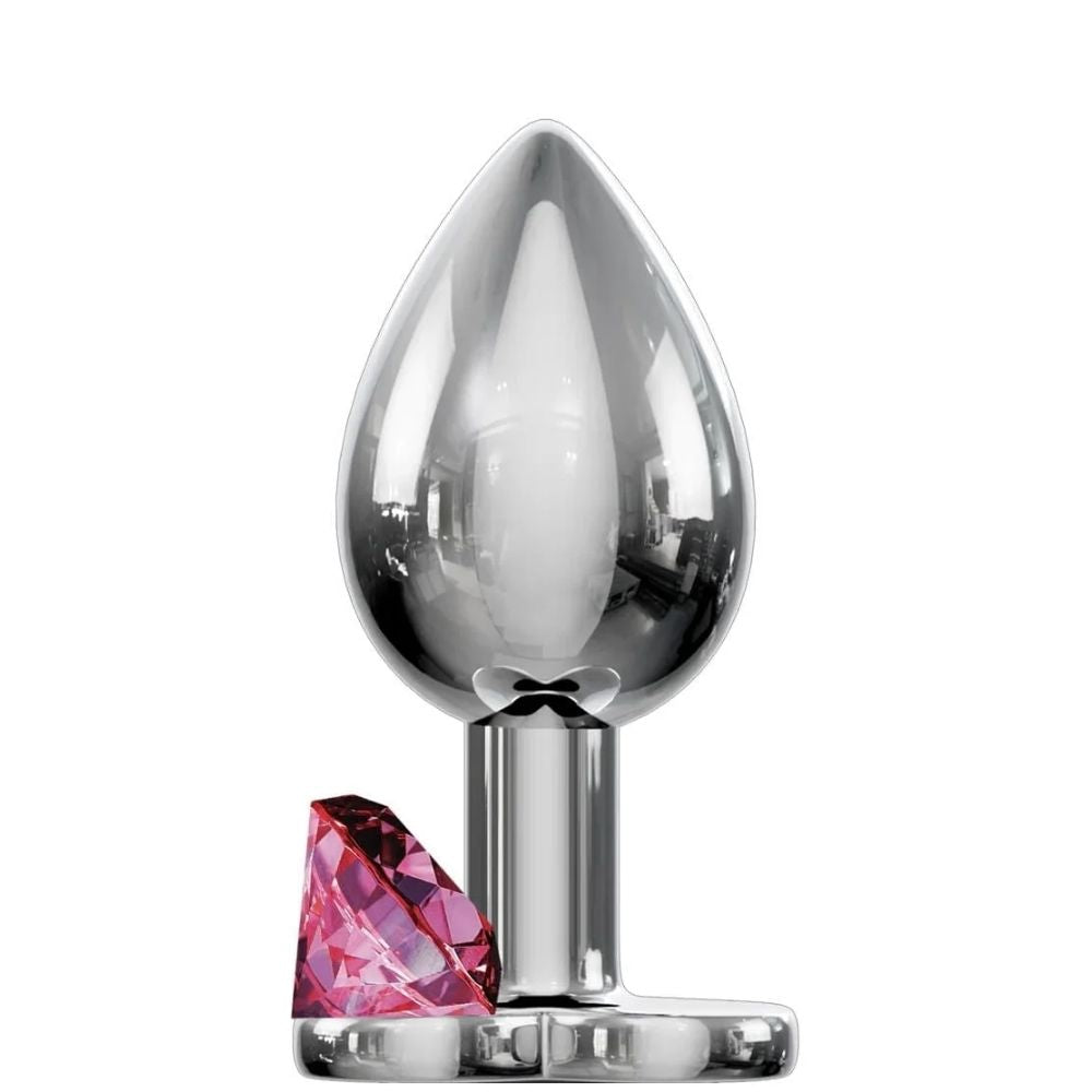 Jewellery Silver Metal Anal Plug Small Pink