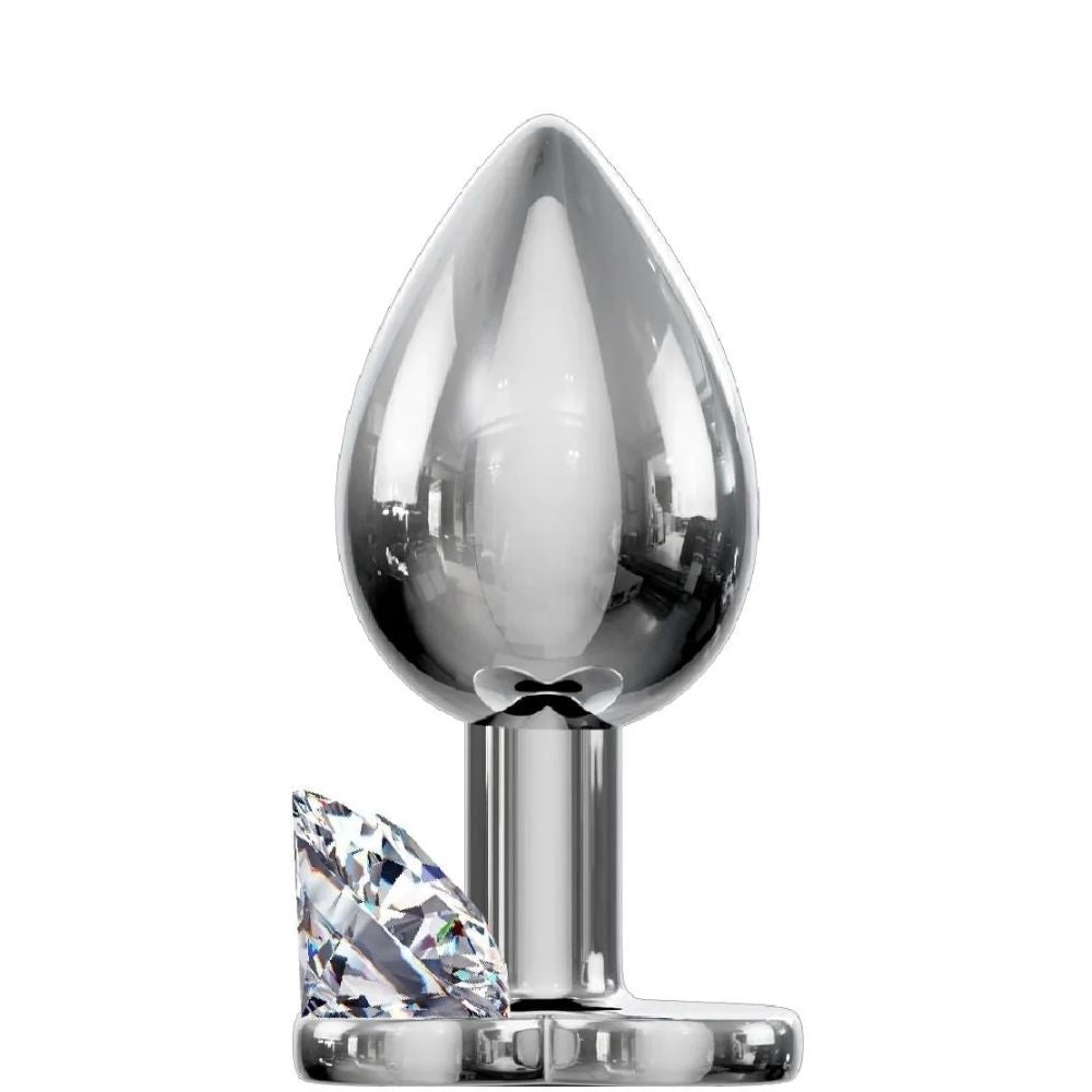 Jewellery Silver Metal Anal Plug Small White