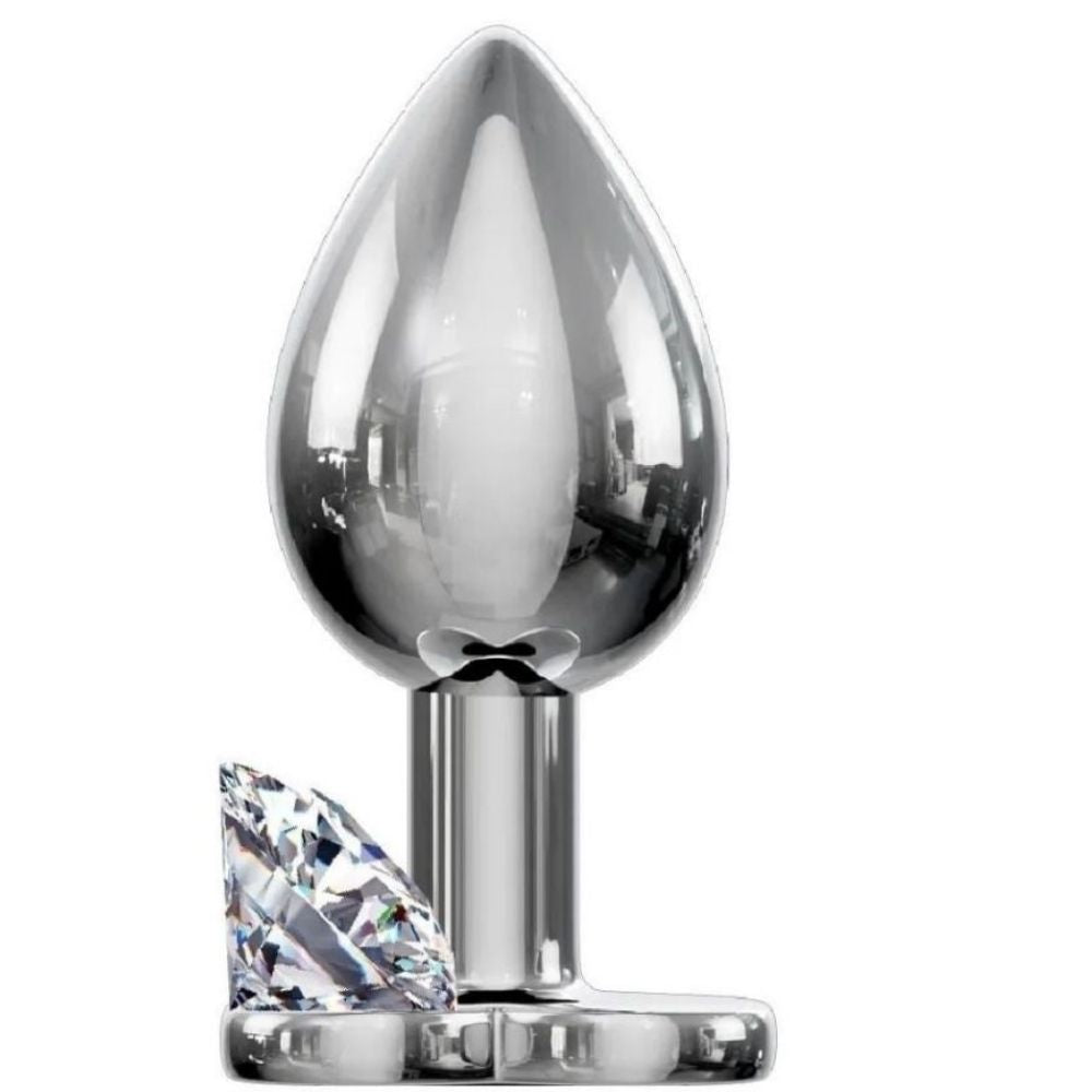 Jewellery Silver Metal Anal Plug Medium White