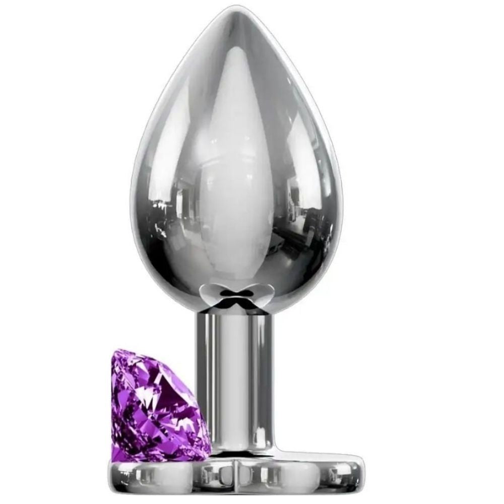 Jewellery Silver Metal Anal Plug Large Purple