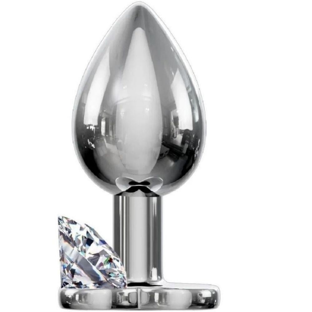 Jewellery Silver Metal Anal Plug Large White