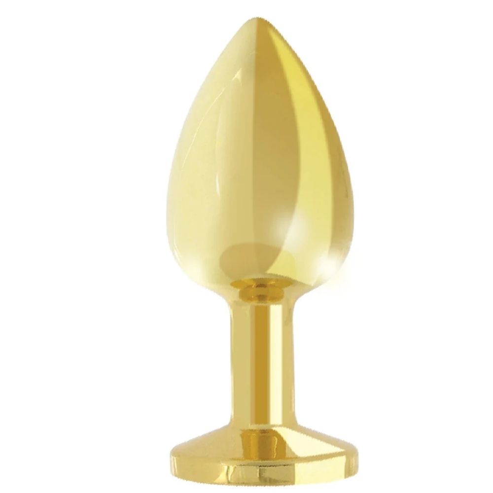 Jewellery Gold Metal Anal Plug Medium Pink