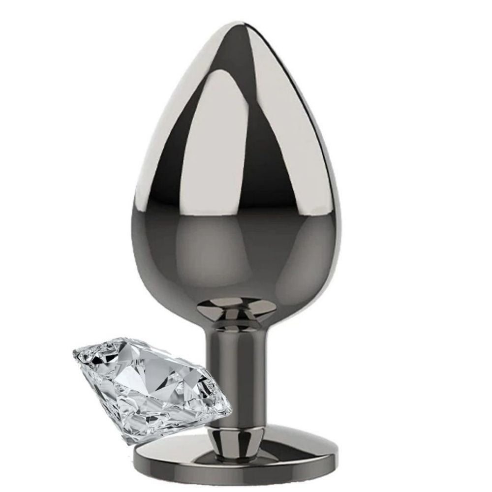 Jeweled Princess Stone Diamond Medium Metal Anal Plug White