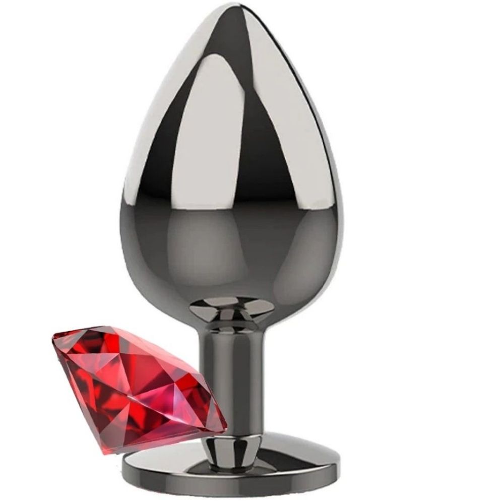 Jeweled Princess Stone Diamond Large Metal Anal Plug Red