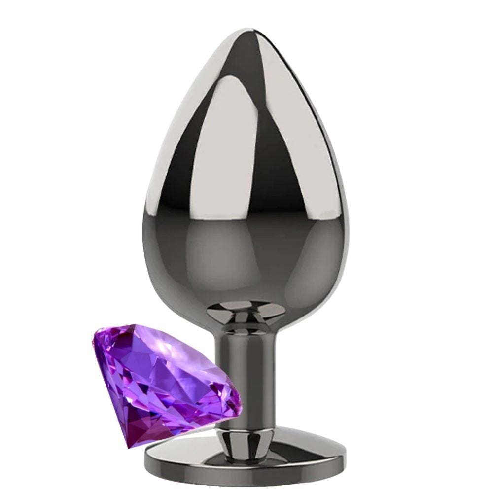 Jeweled Princess Stone Diamond Small Metal Anal Plug Purple