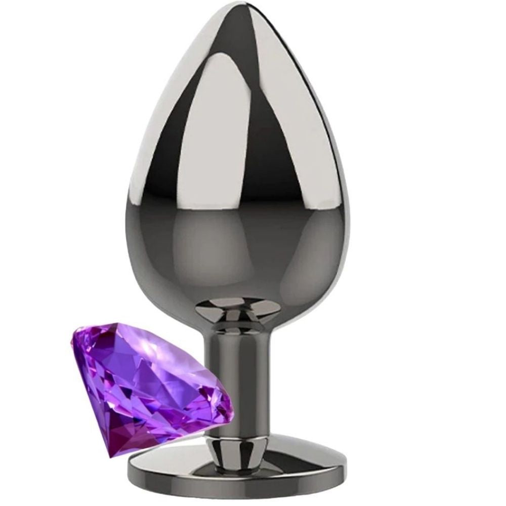 Jeweled Princess Stone Diamond Large Metal Anal Plug Purple