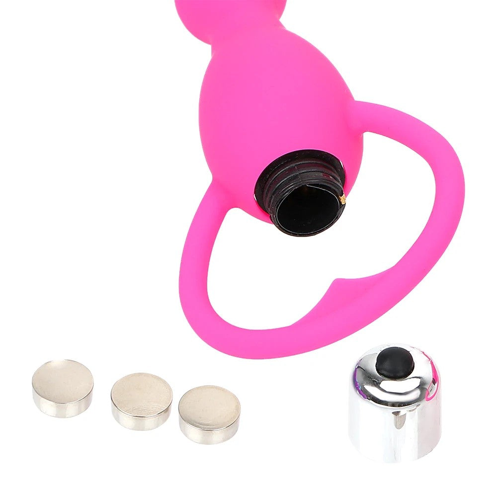Slicone Fantasy Vibrating Anal Beads Vibratör Pink
