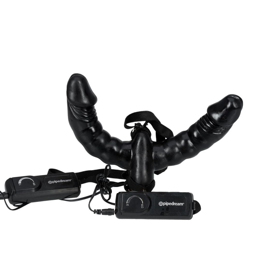 Pipedream Fetish Fantasy Series Vibrating Double Delight Çift Taraflı Strap-On Black