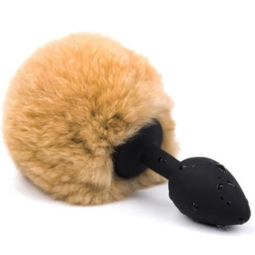 Anal Play Silicone  Bunny Tail Kuyruklu Black Anal Plug Brown