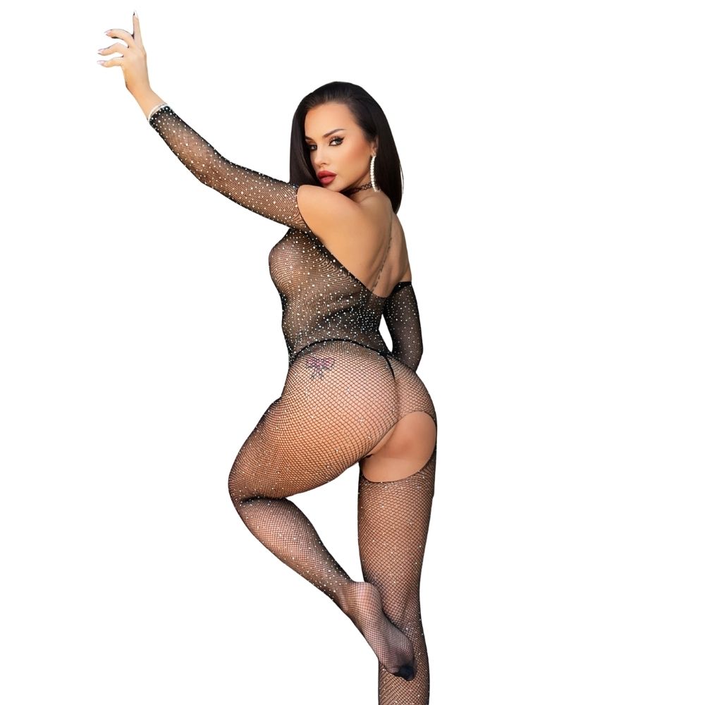 Fantasy Wear Taş İşlemeli Esnek File Vücut Çorabı