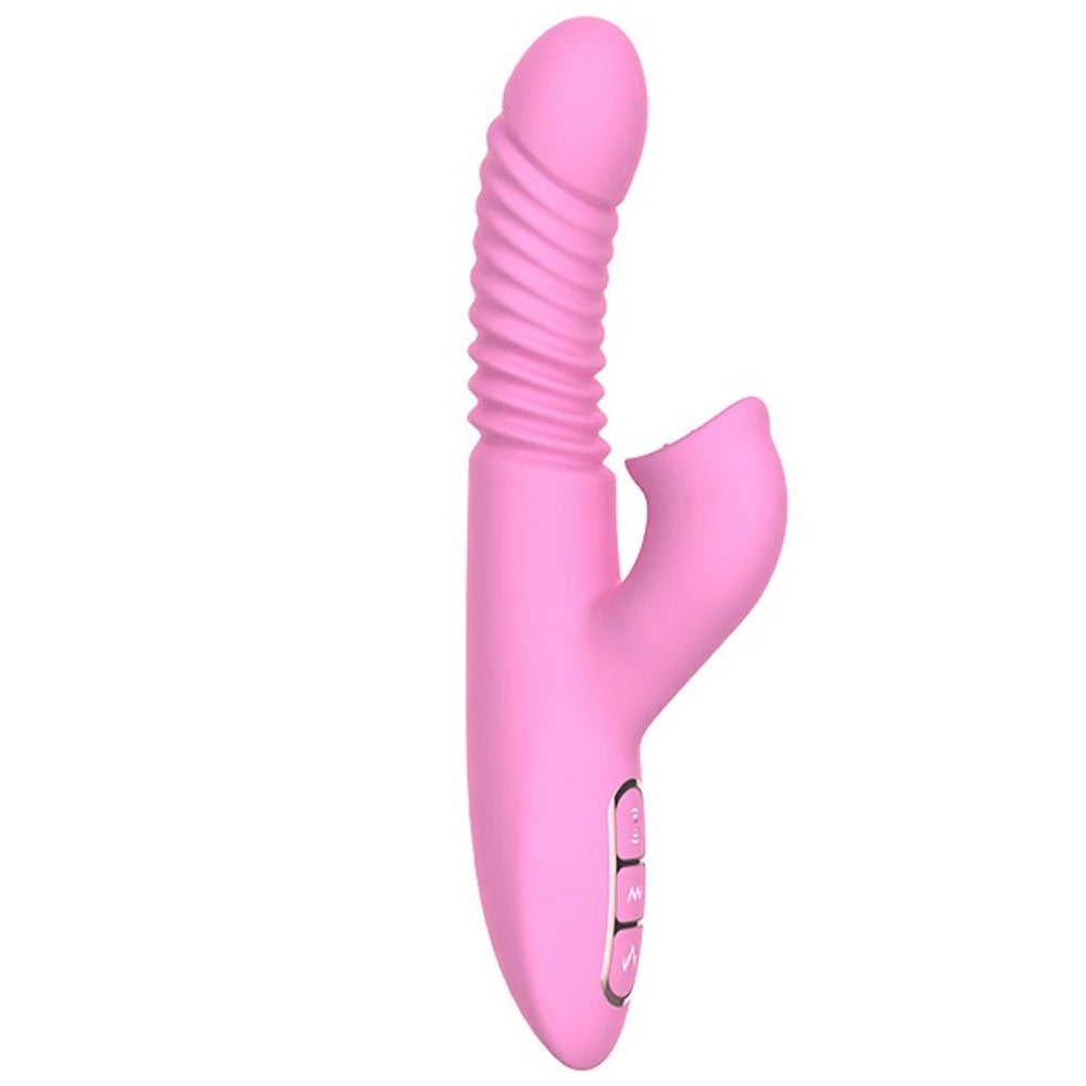 Dibe Angelia Thrusting İleri Geri Hareketli Dilli Rabbit Vibratör Pink