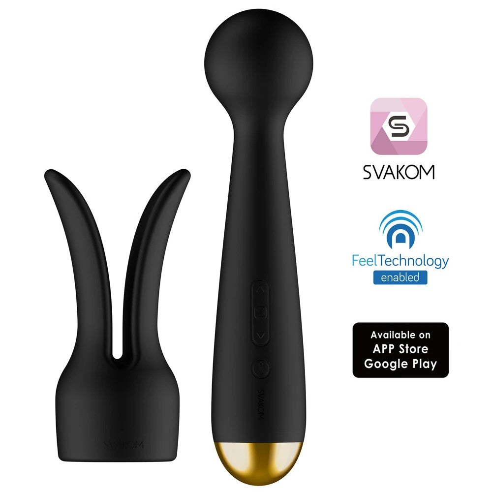Svakom Emma Neo Interactive App Enabled Warming Wand Vibrator With Rabbit Ears