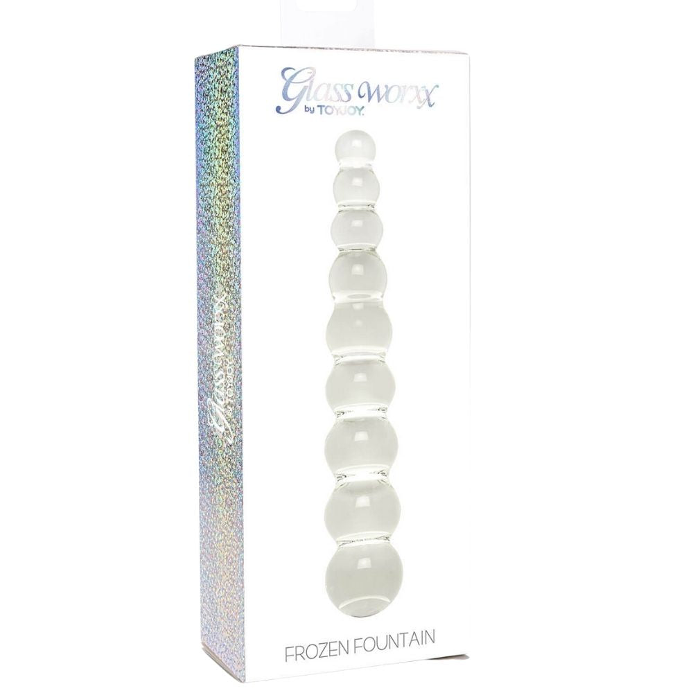 ToyJoy Glass Worxx Frozen Fountain Boğumlu Glass Dildo