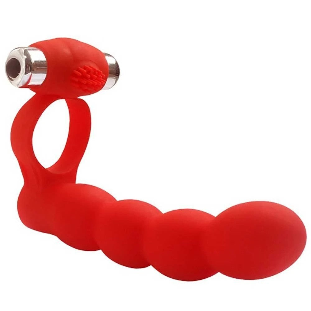 Trinity Fun Lovers Beads Double Klitoris Anal Vibrator Red
