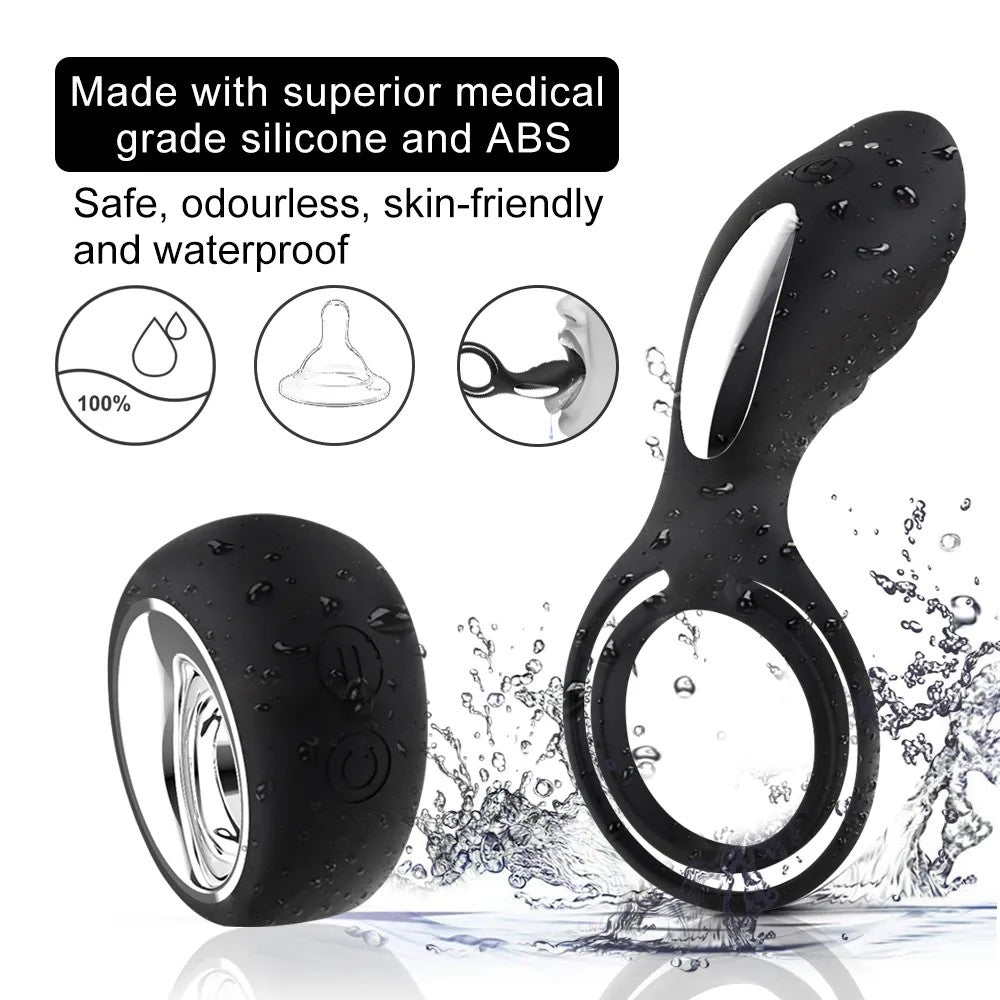 Midnight Magic Çok Yönlü Uzaktan Kumandalı Penis Halkası Vibratör Black