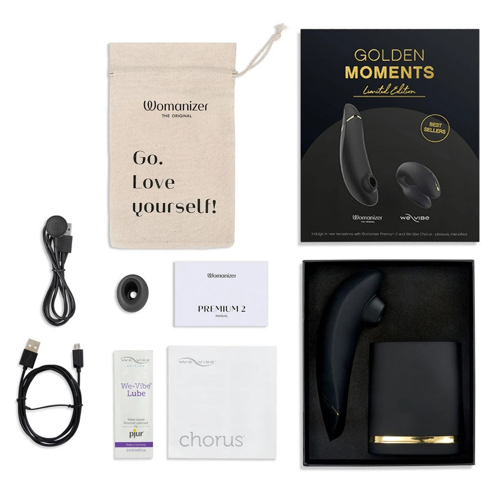 Golden Moment Collection 2 We-Vibe Chorus and Womanizer Premium 2 Vibratör Set