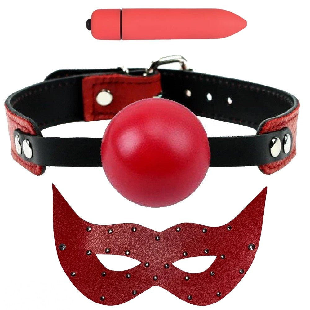 Erox Fetish Game Master Ball Gag Ağız Topu Vibratörlü Set-Kırmızı