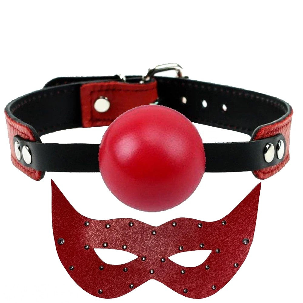 Erox Fetish Game Master Ball Gag Ağız Topu ve Maske-Kırmızı