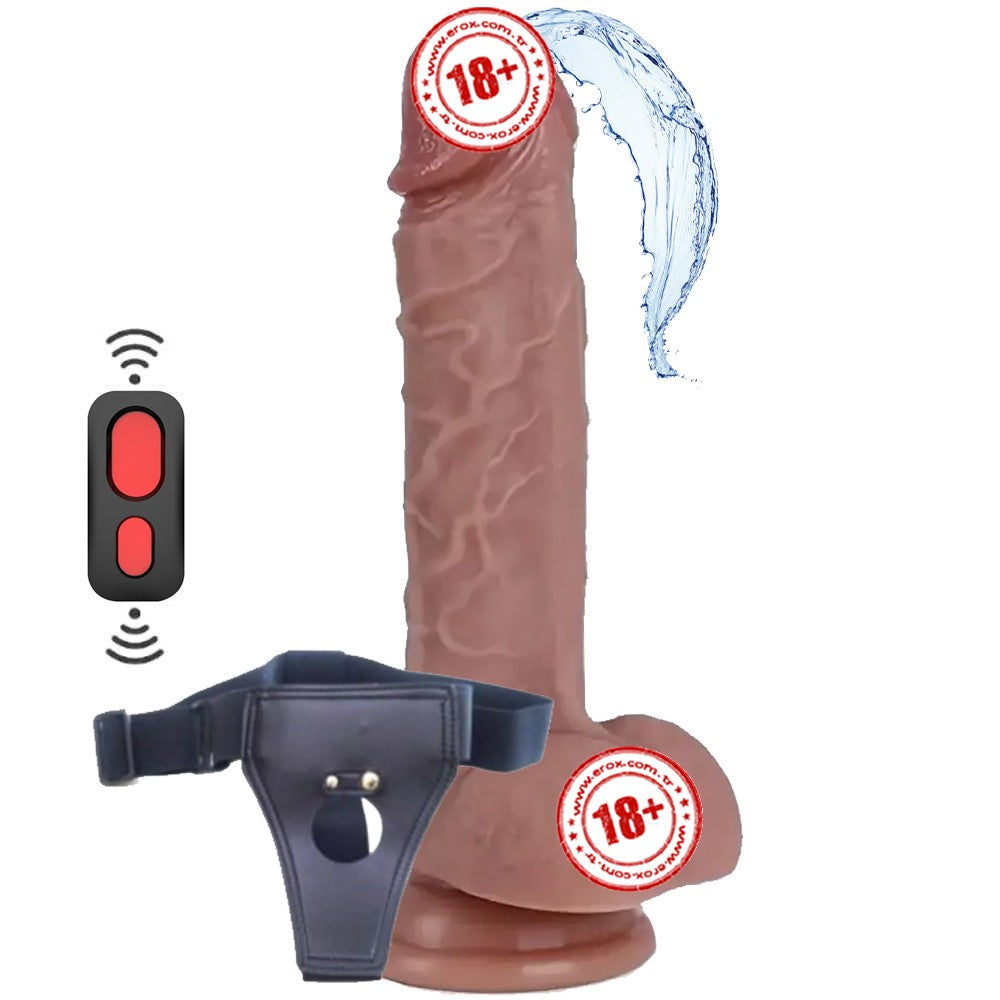Shequ Dave Vibrating Dildo 21.5 Cm Kemerli Boşalabilir Realistik Penis SQ-WBD10142-V