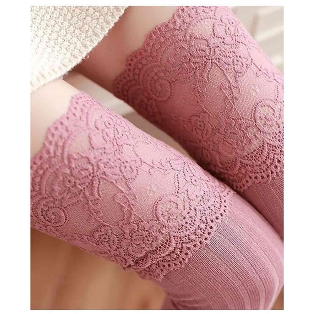 Merry See Parfümlü Dantelli Örgü Diz Üstü Jartiyer Çorap