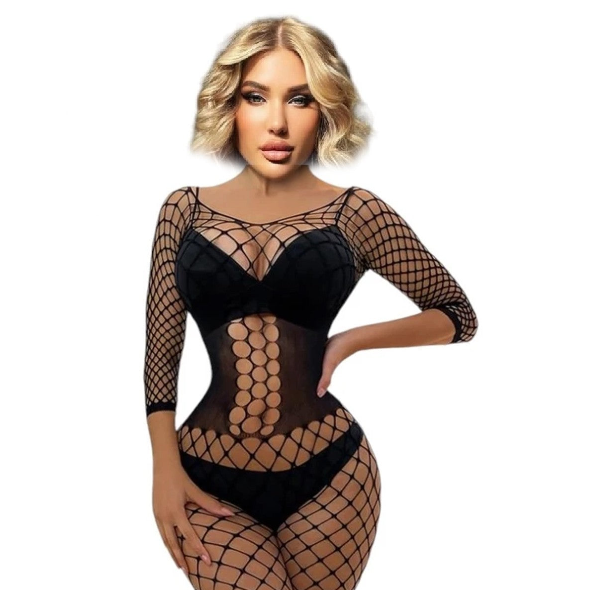Erox Fantasy Wear Dekolteli Seksi Siyah Vücut Çorabı