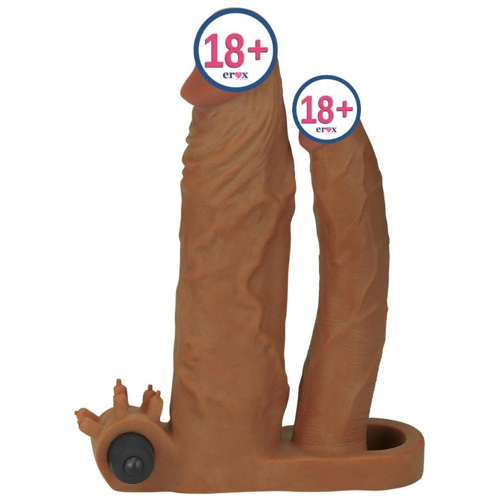 Lovetoy Pleasure X Tender 5 cm Dolgulu Titreşimli Çift Taraflı Penis Kılıfı